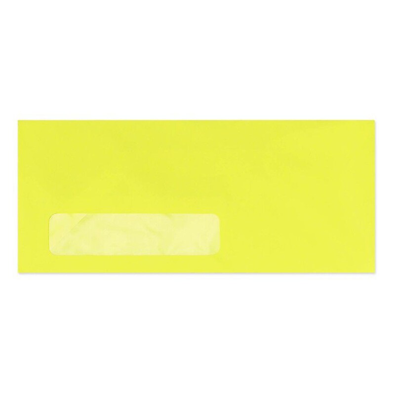 LUX Moistenable Glue #10 Window Envelope, 4 1/2" x 9 1/2", Electric Yellow, 1000/Box (4261-20-1000) image 1