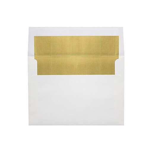 LUX 6 1/2 x 6 1/2 Foil Lined Square Envelopes, 50/Box, White w/Gold LUX