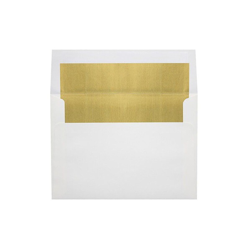 LUX 6 1/2 x 6 1/2 Foil Lined Square Envelopes, 50/Box, White w/Gold LUX Lining (FLWH8535-04-50) image 1