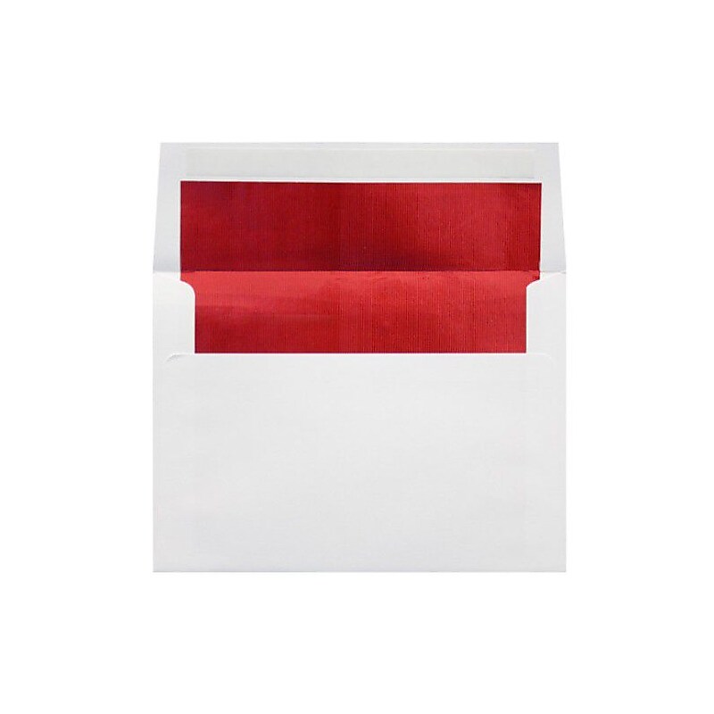 LUX 6 1/2 x 6 1/2 Foil Lined Square Envelopes, 500/Box, White w/Red LUX Lining (FLWH8535-01-500) image 1