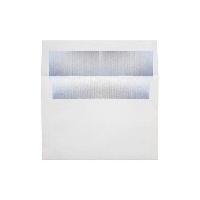 LUX 6 1/2 x 6 1/2 Foil Lined Square Envelopes, 50/Box, White w/Silver LUX Lining (FLWH8535-03-50) image 1