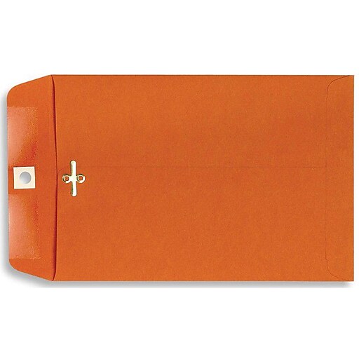 LUX Open End Clasp Envelopes, 9" x 12", Bright Orange, 100/Pack (92938