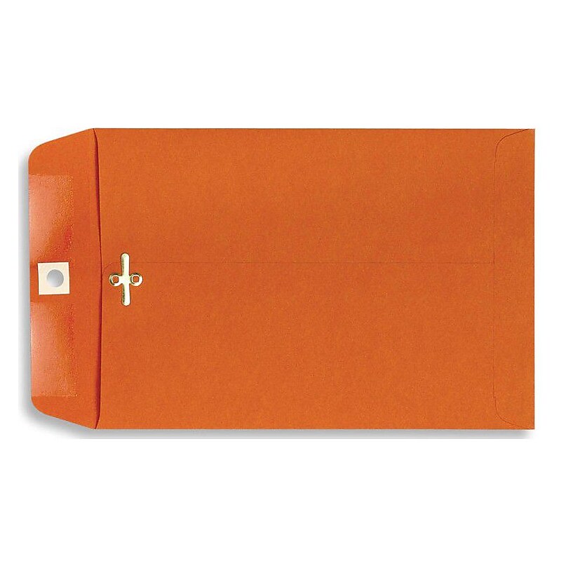 LUX Open End Clasp Envelopes, 9" x 12", Bright Orange, 100/Pack (92938-100) image 1