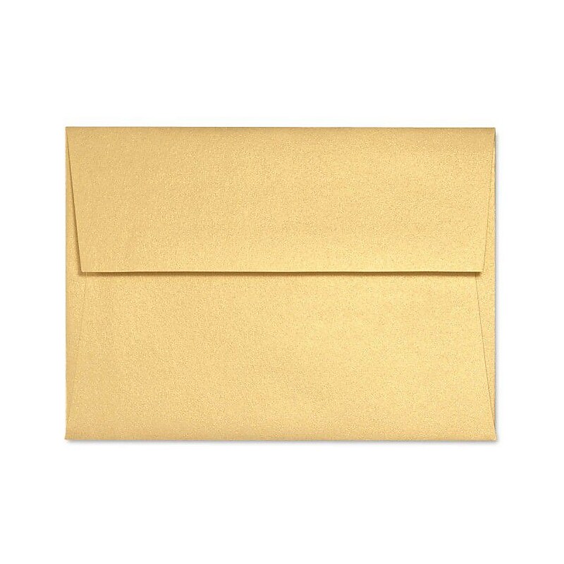 LUX 5 3/4" x 8 3/4" 80lbs. A9 Invitation Envelopes W/Peel & Press, Gold Metallic, 50/Pack image 1