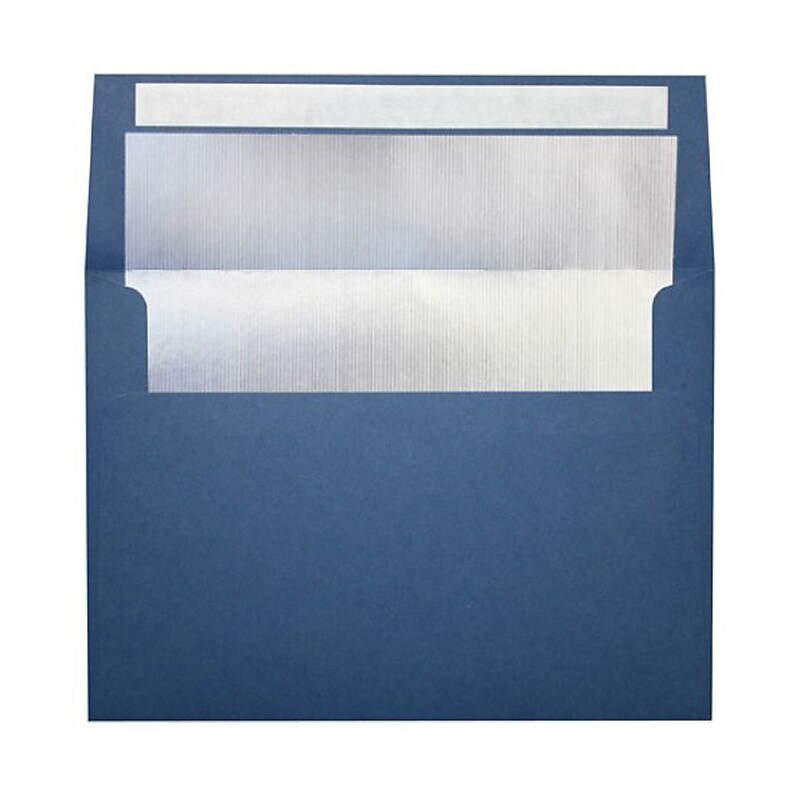 LUX A4 Foil Lined Invitation Envelopes (4 1/4 x 6 1/4) 500/Box, Navy w/Silver LUX Lining (FLNV4872-03-500) image 1