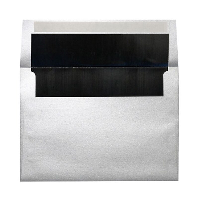 LUX A4 Foil Lined Invitation Envelopes (4 1/4 x 6 1/4) 500/Box, Silver w/Black LUX Lining (FLSL4872-02-500) image 1