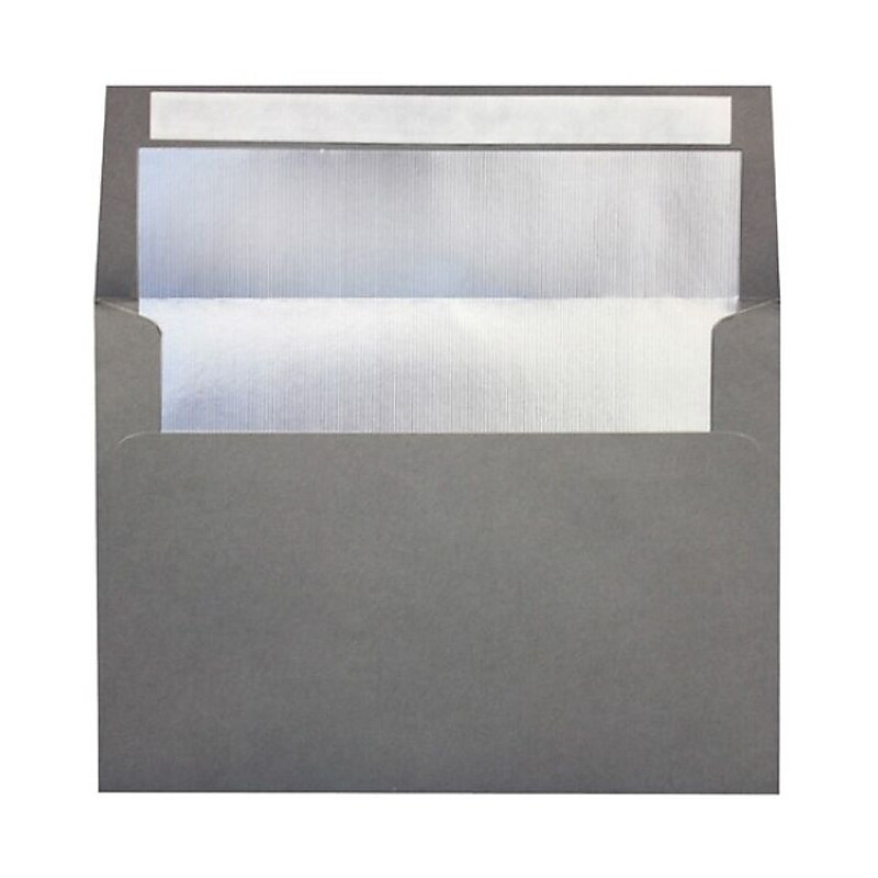 LUX A4 Foil Lined Invitation Envelopes (4 1/4 x 6 1/4) 250/Box, Smoke w/Silver LUX Lining (FLSM4872-03-250) image 1