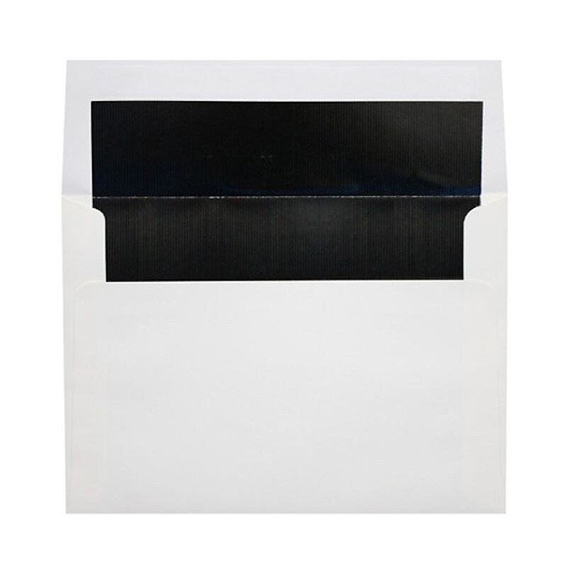 LUX A4 Foil Lined Invitation Envelopes (4 1/4 x 6 1/4) 500/Box, White w/Black LUX Lining (FLWH4872-02-500) image 1
