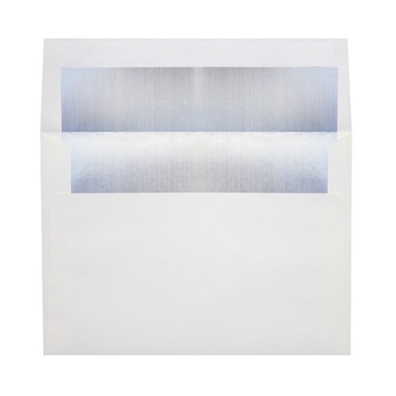 LUX A4 Foil Lined Invitation Envelopes (4 1/4 x 6 1/4) 250/Box, White w/Silver LUX Lining (FLWH4872-03-250) image 1