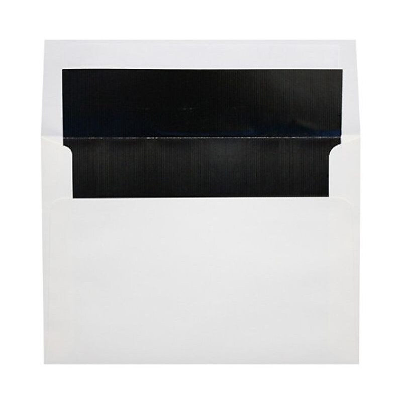 LUX A6 Foil Lined Invitation Envelopes (4 3/4 x 6 1/2) 50/Box, White w/Black LUX Lining (FLWH4875-02-50) image 1