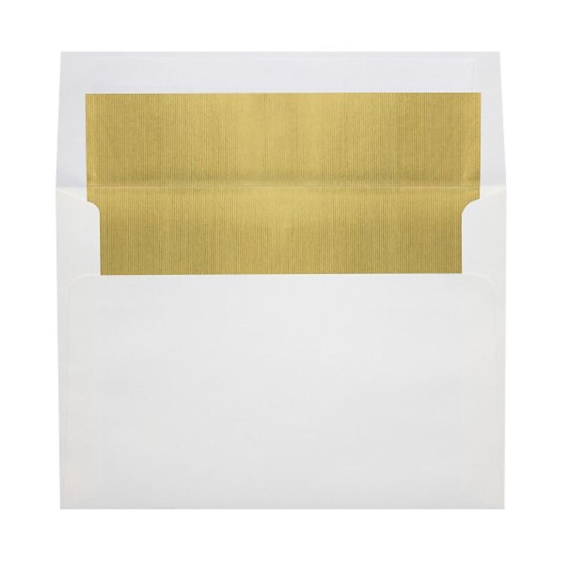 LUX A6 Foil Lined Invitation Envelopes (4 3/4 x 6 1/2) 50/Box, White w/Gold LUX Lining (FLWH4875-04-50) image 1