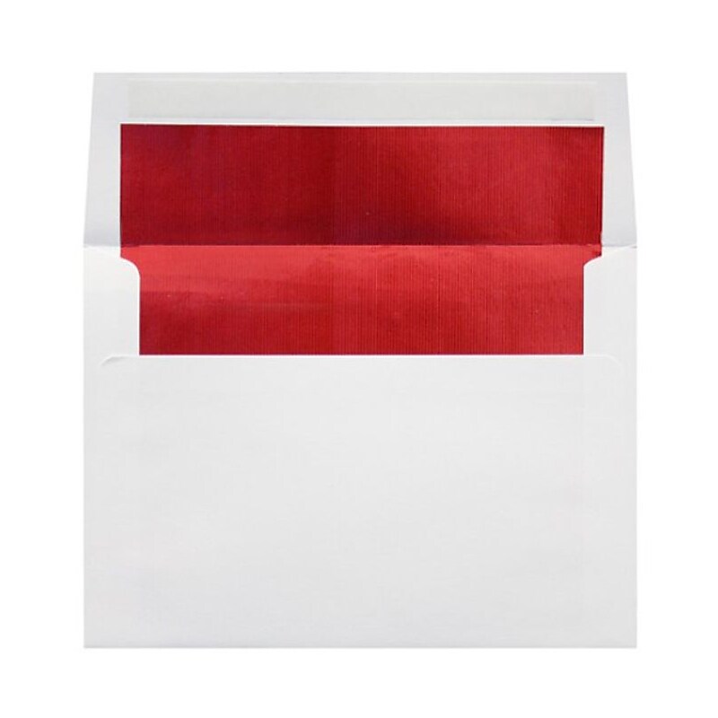 LUX A6 Foil Lined Invitation Envelopes (4 3/4 x 6 1/2) 50/Box, White w/Red LUX Lining (FLWH4875-01-50) image 1