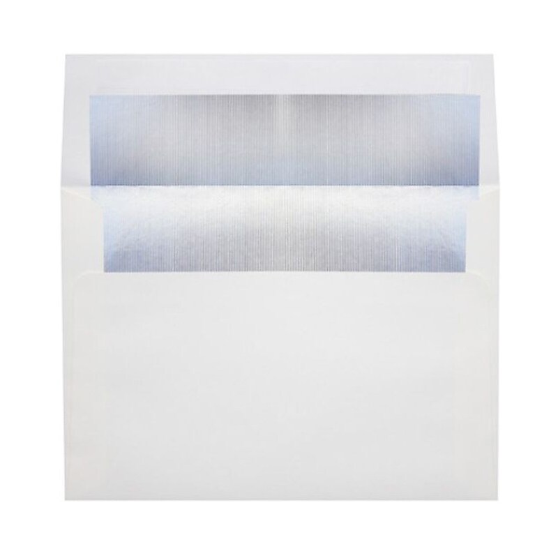 LUX A6 Foil Lined Invitation Envelopes (4 3/4 x 6 1/2) 50/Box, White w/Silver LUX Lining (FLWH4875-03-50) image 1