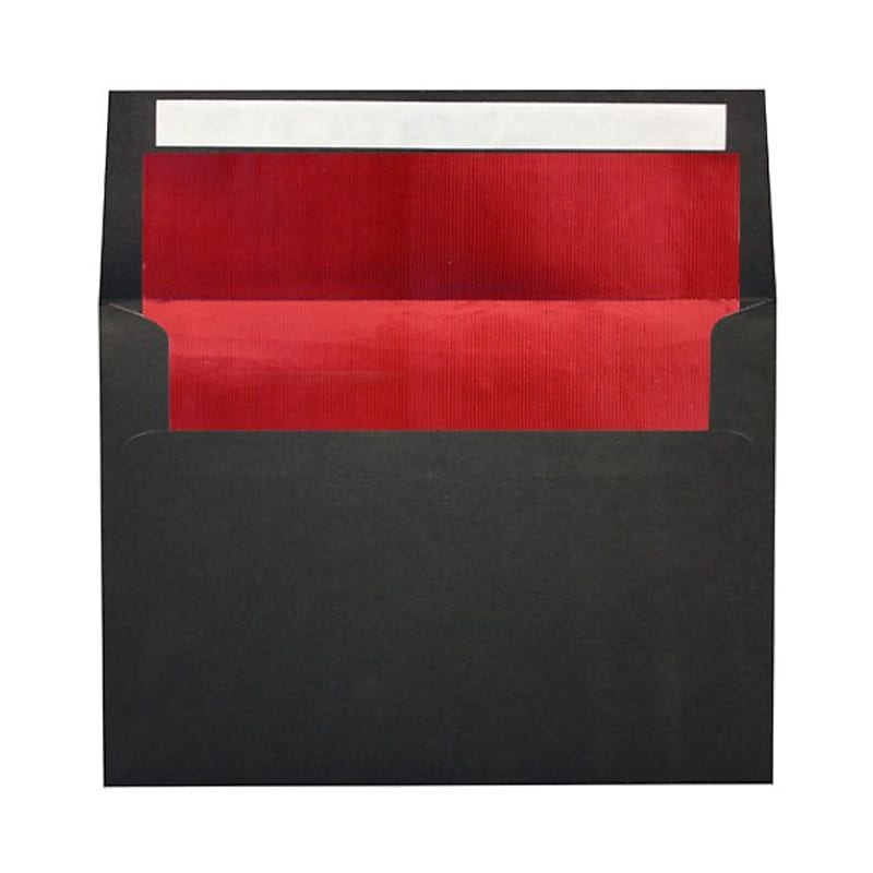 LUX A7 Foil Lined Invitation Envelopes (5 1/4 x 7 1/4) 50/Box, Black w/Red LUX Lining (FLBK4880-01-50) image 1