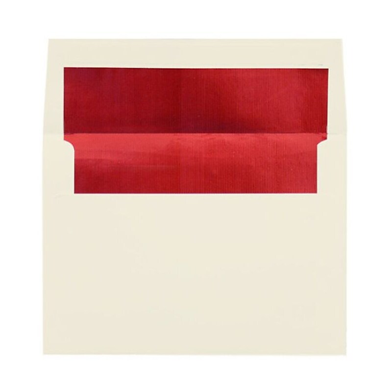 LUX A7 Foil Lined Invitation Envelopes (5 1/4 x 7 1/4) 50/Box, Natural w/Red LUX Lining (FLNT4880-01-50) image 1