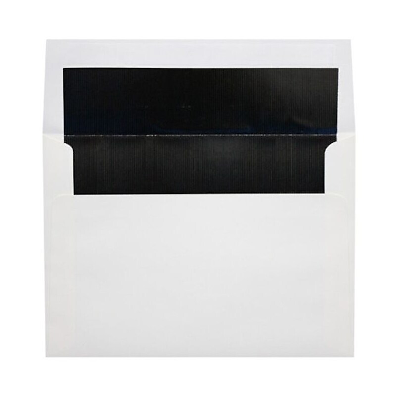 LUX A7 Foil Lined Invitation Envelopes (5 1/4 x 7 1/4) 50/Box, White w/Black LUX Lining (FLWH4880-02-50) image 1