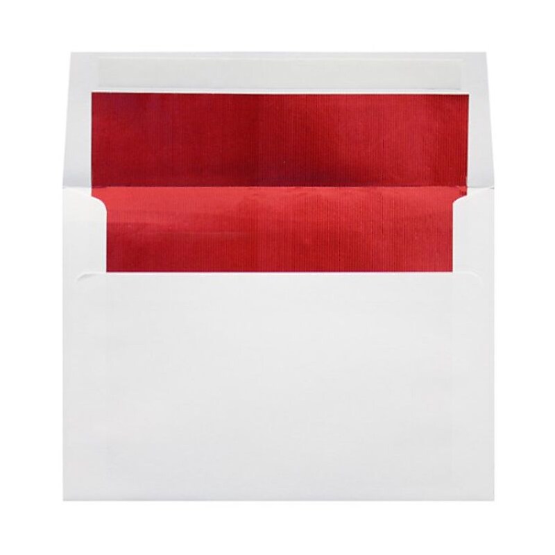 LUX A7 Foil Lined Invitation Envelopes (5 1/4 x 7 1/4) 500/Box, White w/Red LUX Lining (FLWH4880-01-500) image 1