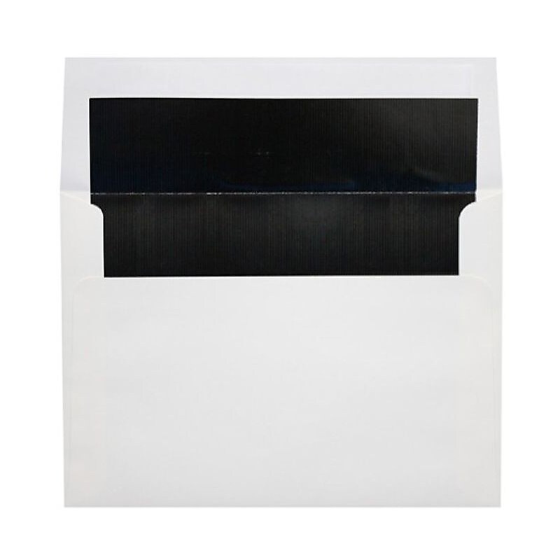 LUX A8 Foil Lined Invitation Envelopes (5 1/2 x 8 1/8) 50/Box, White w/Black LUX Lining (FLWH4885-02-50) image 1