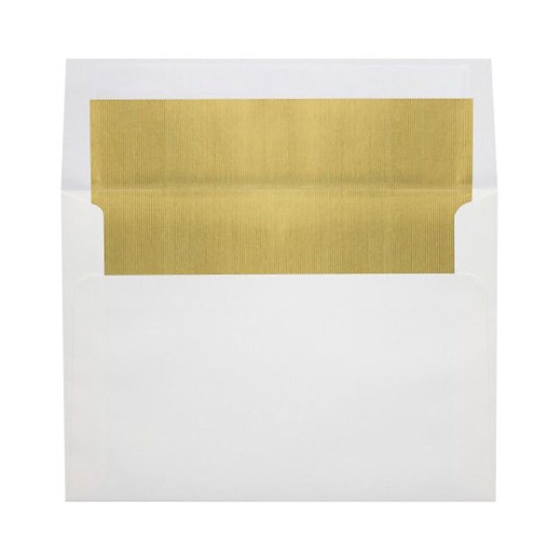LUX A8 Foil Lined Invitation Envelopes (5 1/2 x 8 1/8) 50/Box, White w/Gold LUX Lining (FLWH4885-04-50) image 1