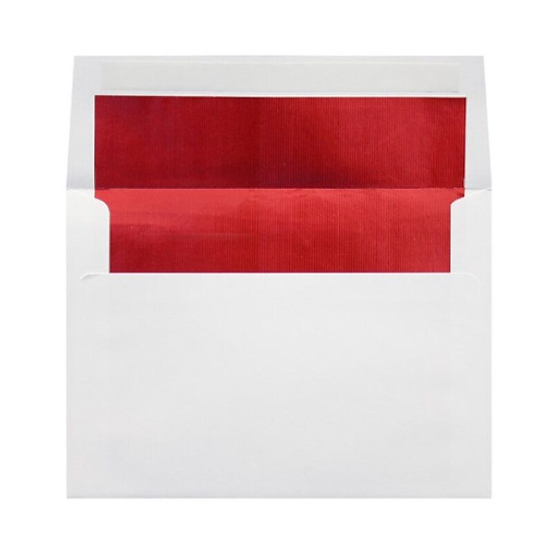 LUX A8 Foil Lined Invitation Envelopes (5 1/2 x 8 1/8) 50/Box, White w/Red LUX Lining (FLWH4885-01-50) image 1
