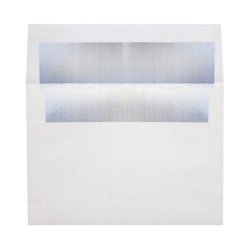LUX A8 Foil Lined Invitation Envelopes (5 1/2 x 8 1/8) 50/Box, White w/Silver LUX Lining (FLWH4885-03-50) image 1