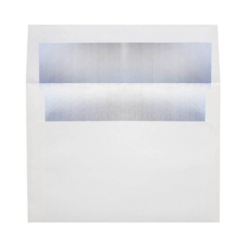 LUX 5 3/4" x 8 3/4" 60lbs. Square Flap Envelopes W/Peel & Press, White/Silver LUX Lining image 1