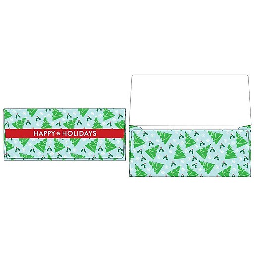 LUX Currency Envelopes (2 7/8 x 6 1/2) 50/Box, Christmas Trees (CUR97