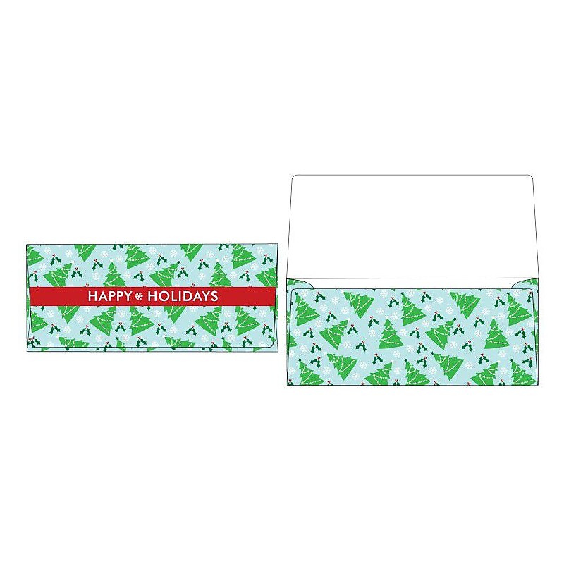 LUX Currency Envelopes (2 7/8 x 6 1/2) 50/Box, Christmas Trees (CUR-97-50) image 1