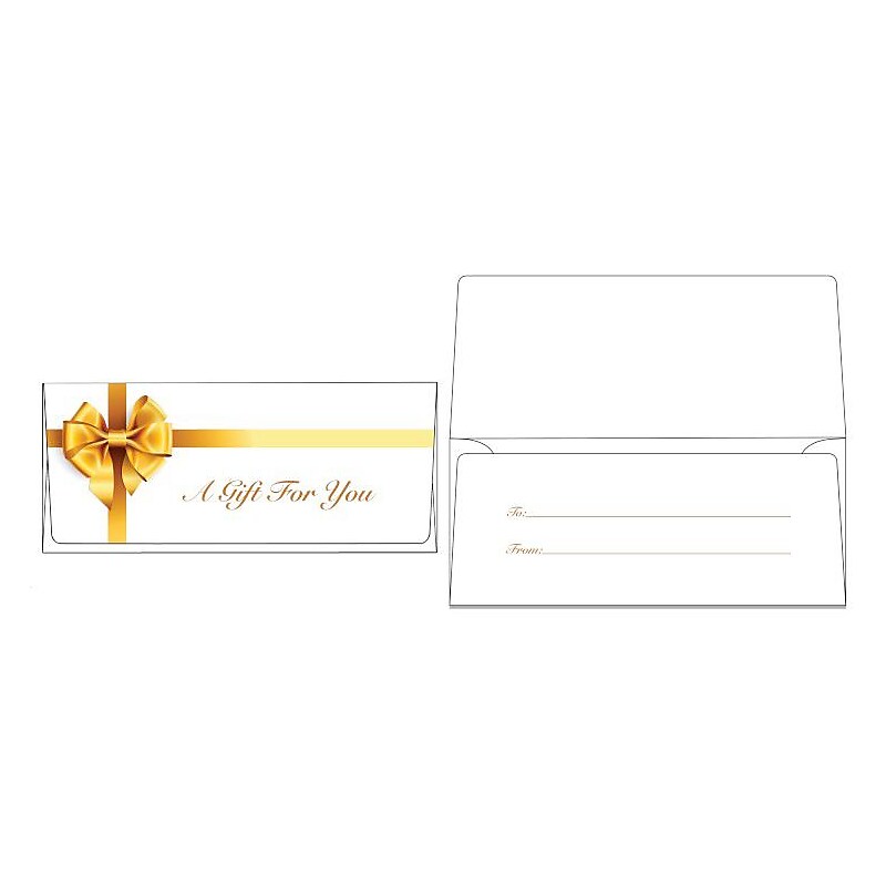 LUX Square Flap Currency Envelopes, 2.875" x 6.5", Gold Bow, 50/Pack (CUR-99-50) image 1