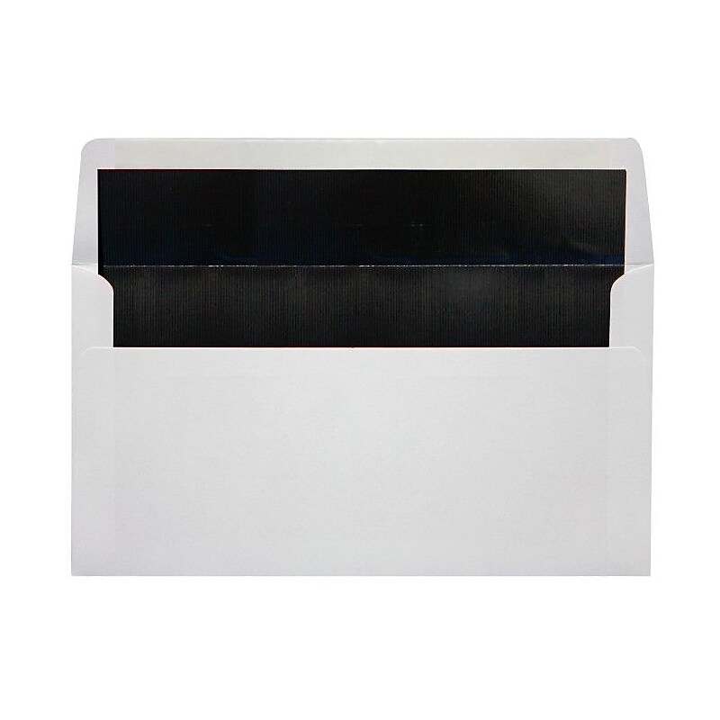 LUX 4 3/8" x 8 1/4" 60lbs. Photo Greeting Envelopes W/Peel & Press, White/Black Lining image 1