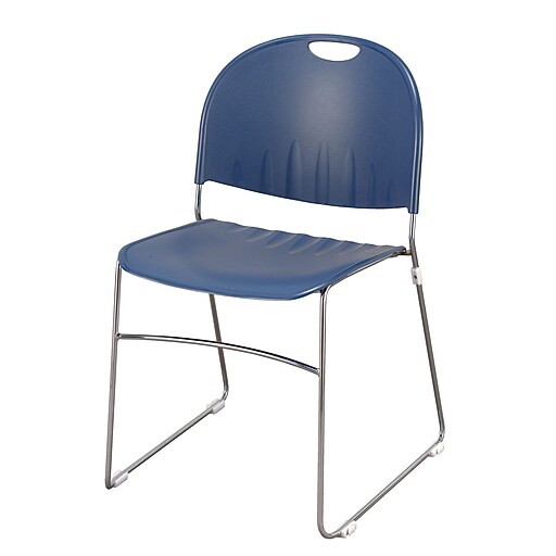 KFI® Seating Polypropylene Sled Base Stack Chair, Navy, 4/Ct at Staples