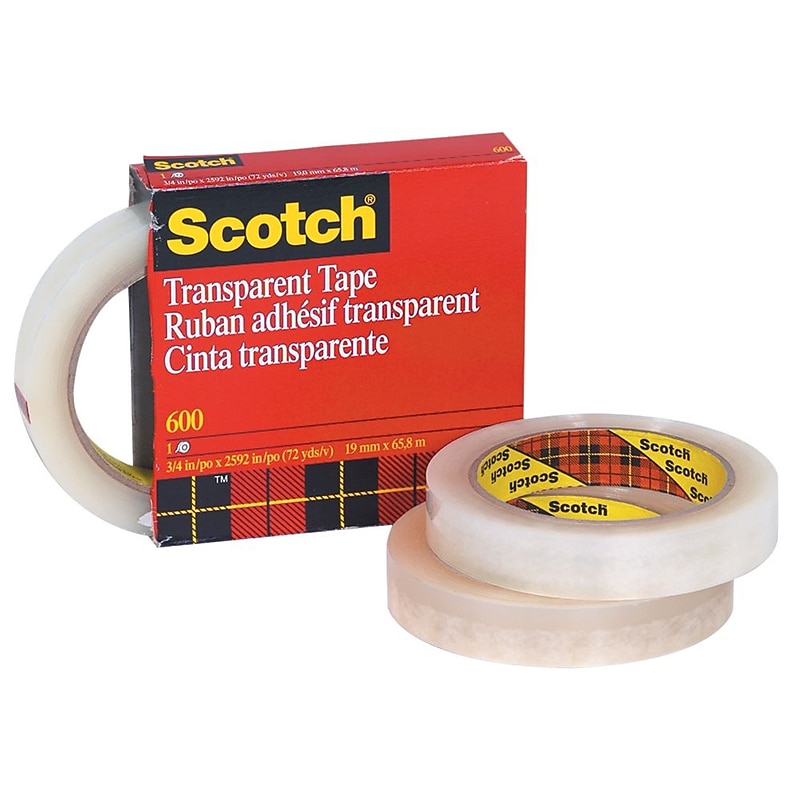 Scotch MultiTask Transparent Clear Tape, 1" x 72 yds., 3" Core, Clear, 12 Rolls/Pack (T96560012PK) image 1