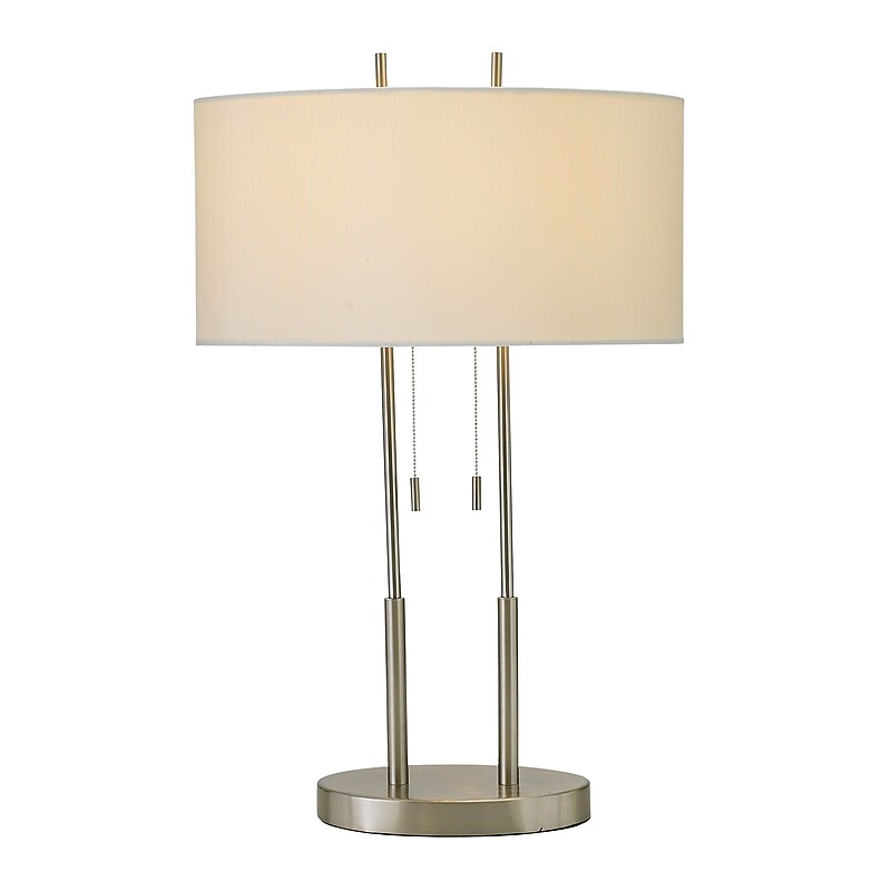 Adesso® Duet Incandescent 27"H Table Lamp, Brushed Steel/Ivory (4015-22) image 1