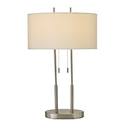 Adesso® Duet Incandescent 27"H Table Lamp, Brushed Steel/Ivory (4015-22)