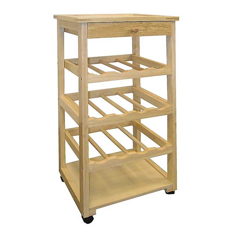 Ore International® Wooden Wine Rack With Wheels, Oak image 1