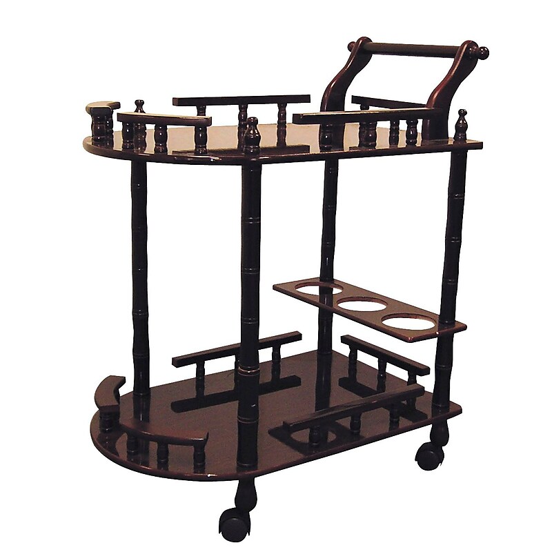 Ore International® Wooden 2 Tier Wine Table, Cherry image 1