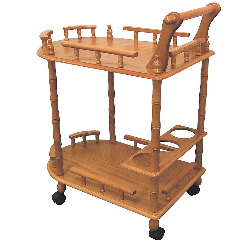 Ore International® Wooden 2 Tier Wine Table, Oak image 1