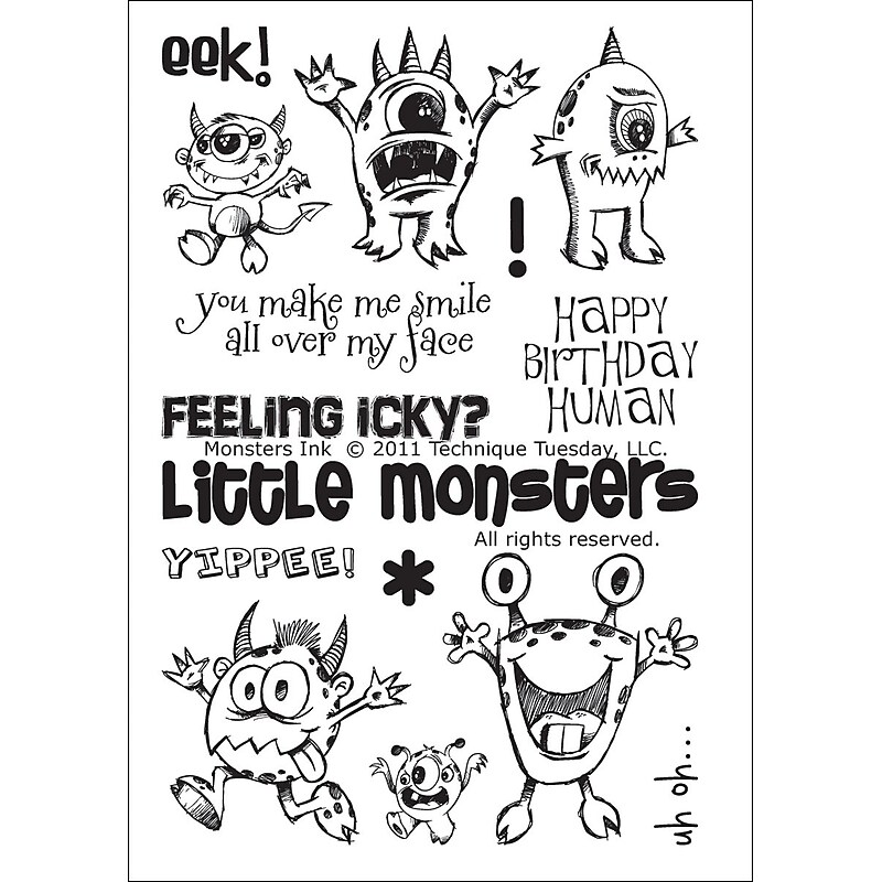 Technique Tuesday® 4" x 6" Clear Stamp, Monsters Ink image 1