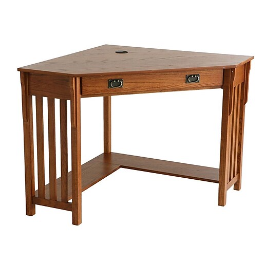 Shop Staples For Sei Wood Corner Computer Desk Mission Oak