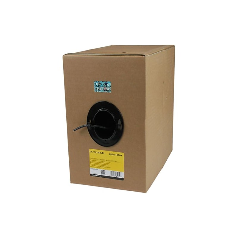 StarTech 1000' Bare Wire Cat5e Solid UTP Riser Cable, Black image 1