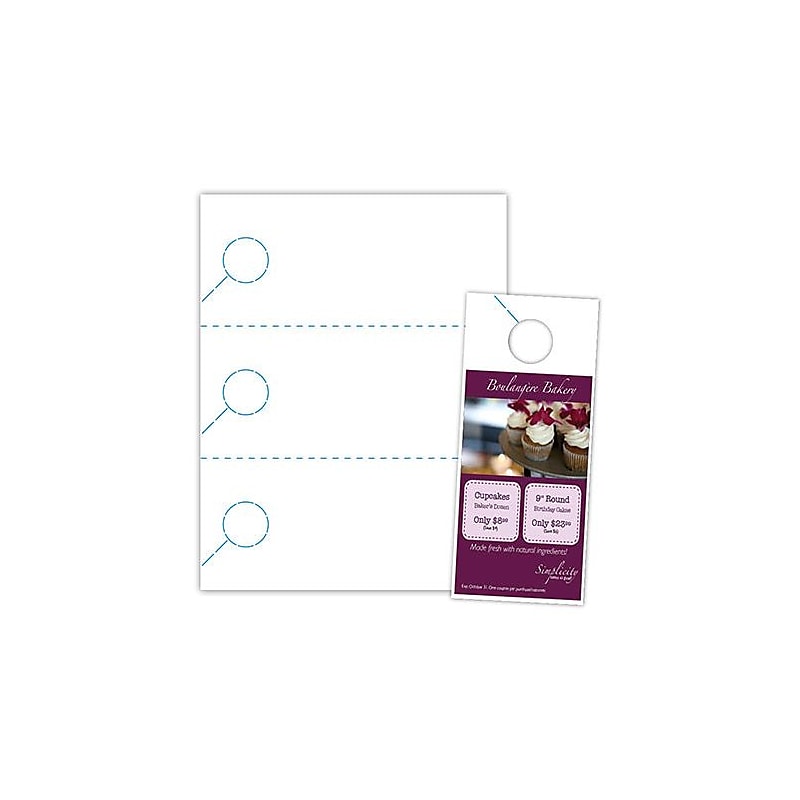 Blanks/USA® 3.67" x 8 1/2" 200 GSM Digital Polyester Door Hangers, White, 150/Pack image 1