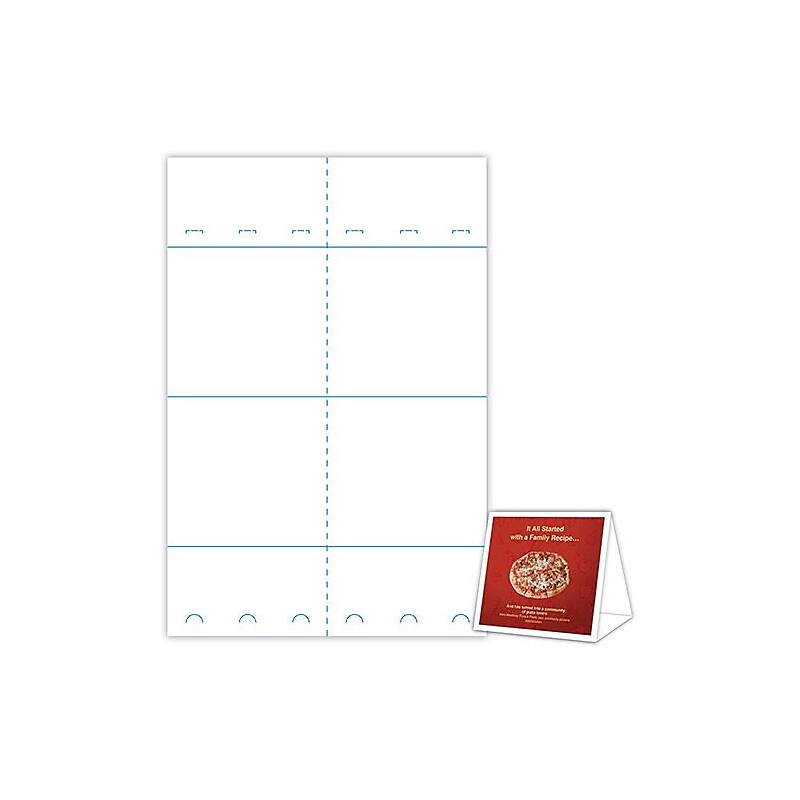 Blanks/USA® 6" x 3 3/8" x 5 5/8" 80 lbs. Digital Gloss Cover Table Tent, White, 500/Pack image 1