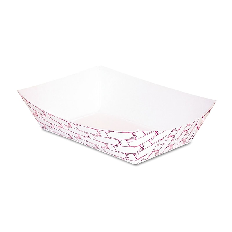 Boardwalk® 4 oz. Paper Food Tray, Red Weave, 1000/Case image 1
