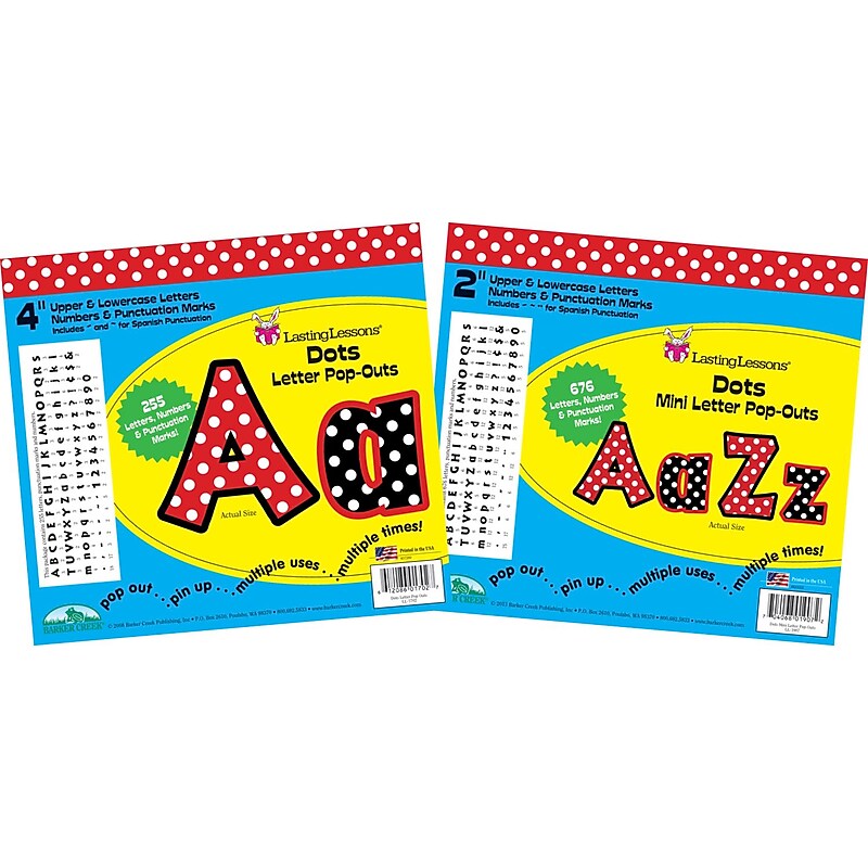 Barker Creek Dots  2" & 4" Letters and Numbers, Multicolored, 931/Pack (BCP3501) image 1