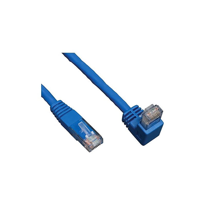 Tripp Lite N204-010-BL-DN 10 ft. CAT-6 RJ-45 Right Angle Down M to RJ-45 M Molded Patch Cable, Blue image 1