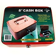 Trademark Global® Stalwart™ 8" Key Lock Cash Box With Coin Tray; Red