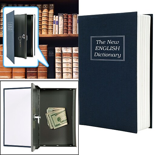 Dictionary Diversion Book Safe With Key Lock, Black Staples