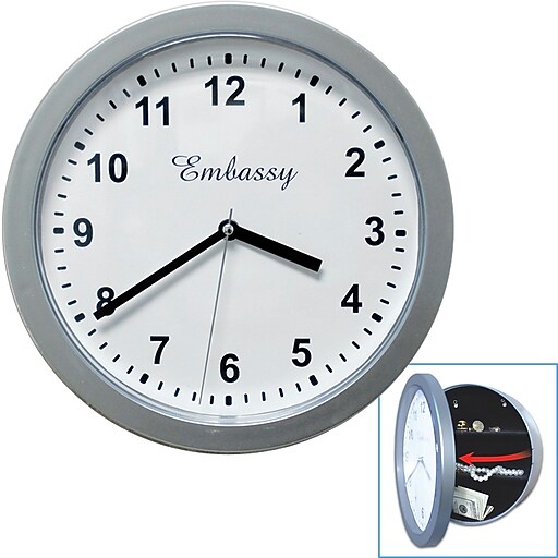 10" x 10" Hidden Safe Wall Clock, Silver at Staples