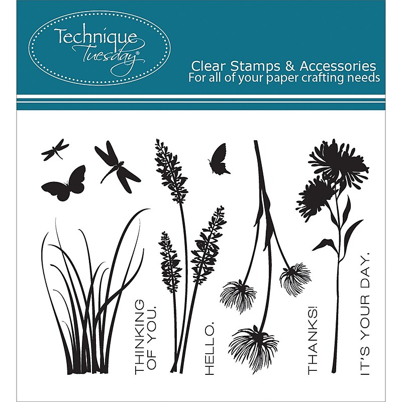 Technique Tuesday® 3" x 4" Clear Stamp, Wildflowers image 1
