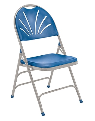 NPS #1105 Polyfold Fan Back Triple Brace Double Hinge Folding Chairs, Blue/Blue/Grey – 4 Pack Simolary simolary.com
